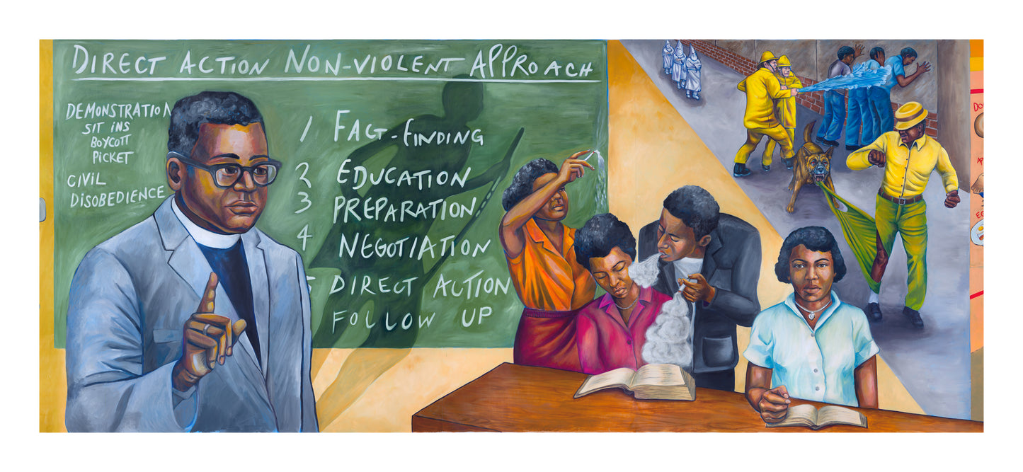 “Non-Violent Resistance,” detail from the 1960s section of the Great Wall of Los Angeles mural - Giclée Print