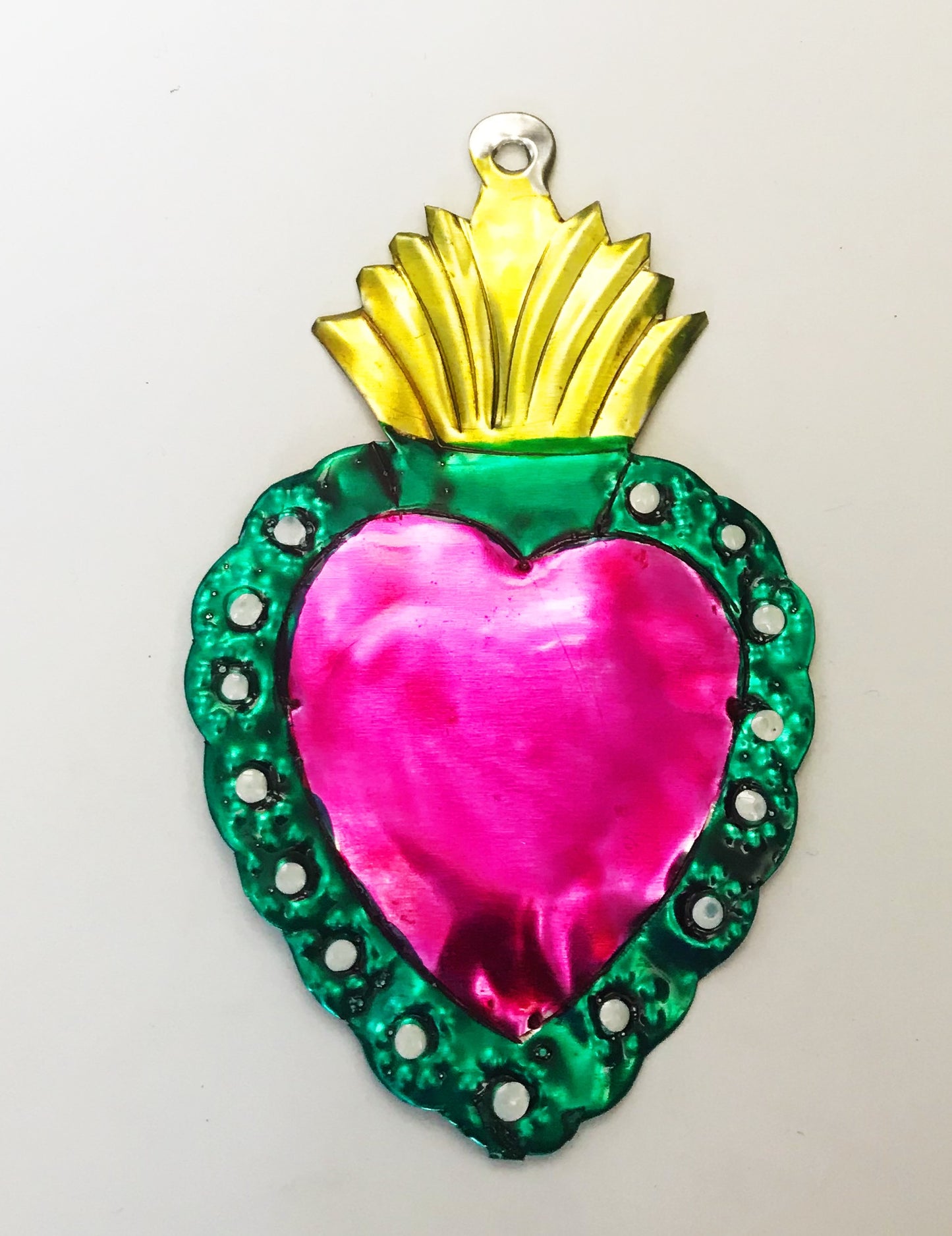 Oaxacan Handpainted Heart Tin Ornaments