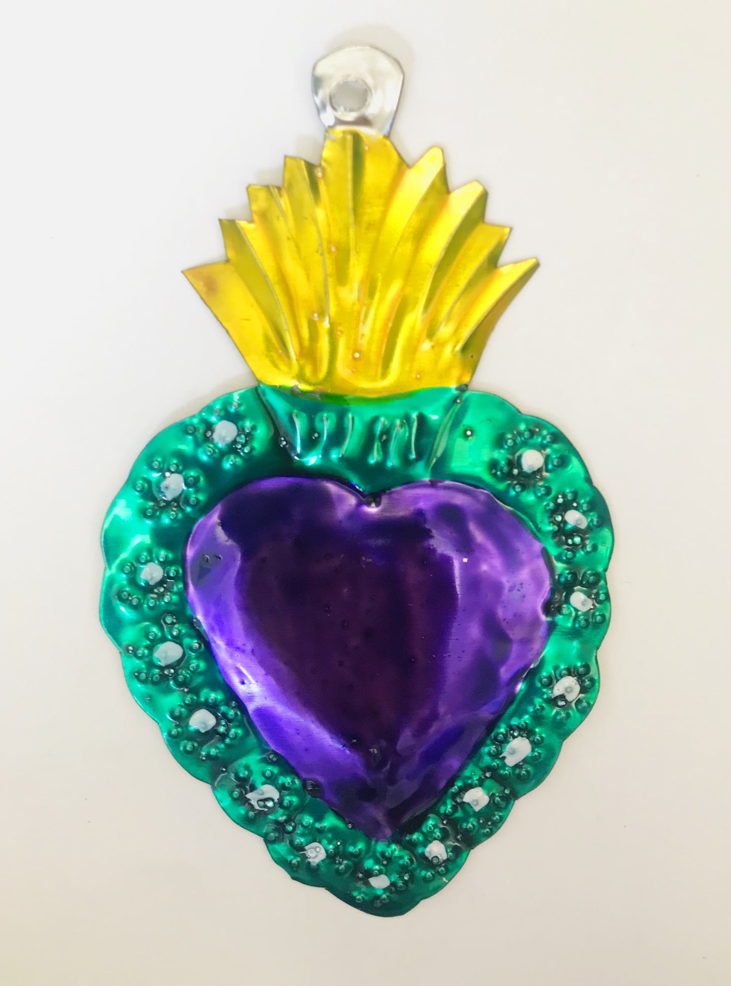 Oaxacan Handpainted Heart Tin Ornaments