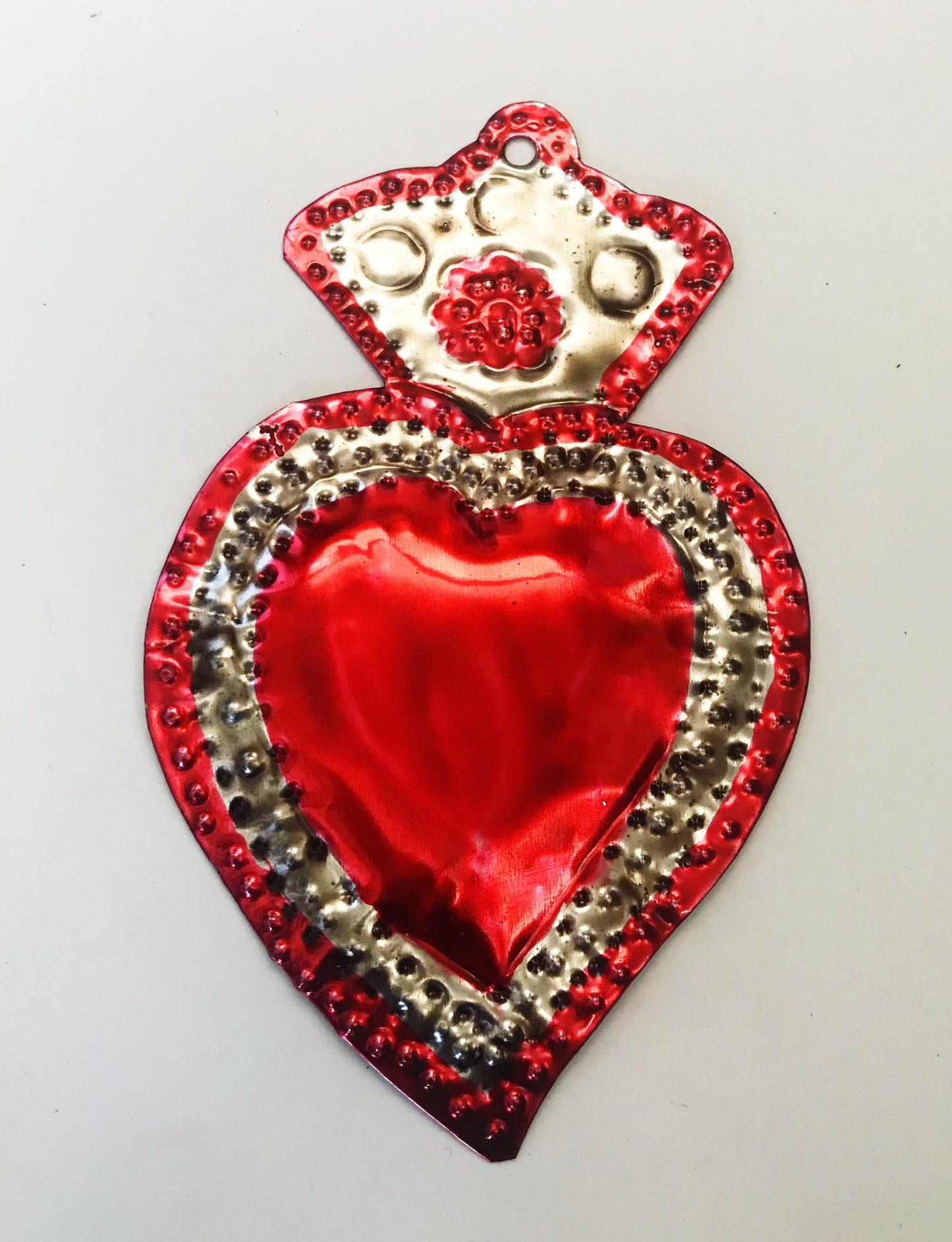 Oaxacan Handpainted Heart Tin Ornaments