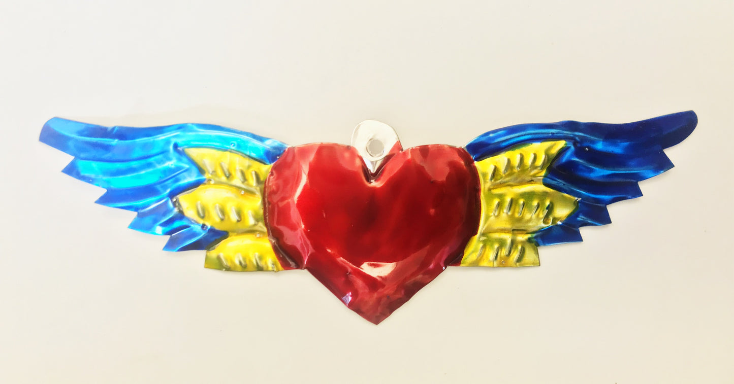 Oaxacan Handpainted Heart Tin Ornaments