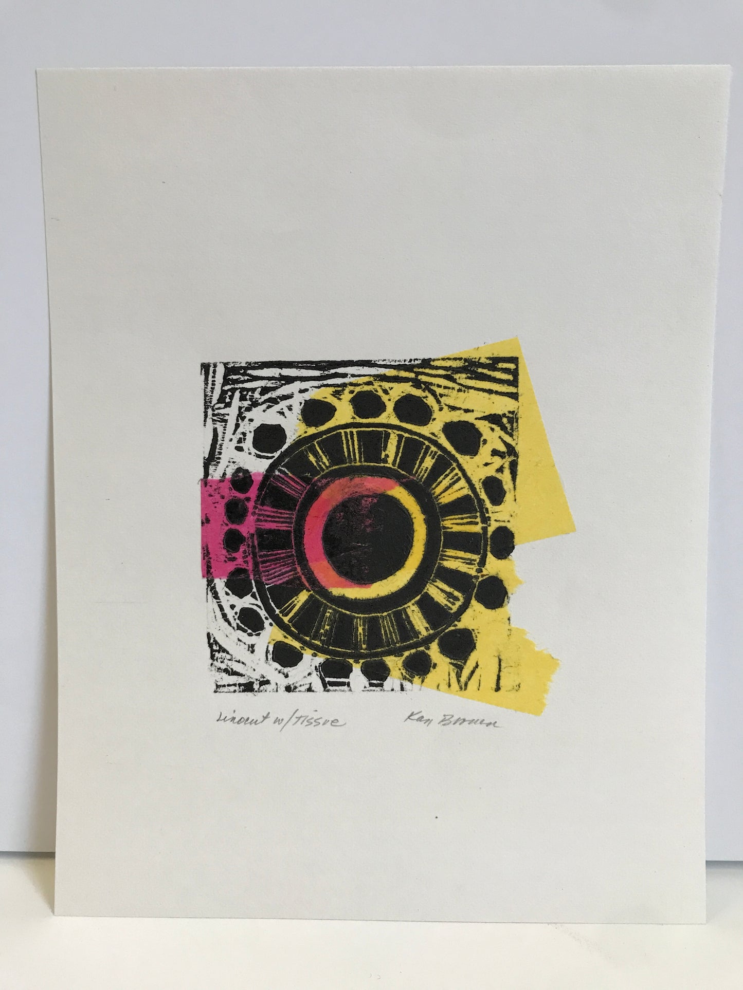 Circle, Linocut w/ Tissue - Kay Brown