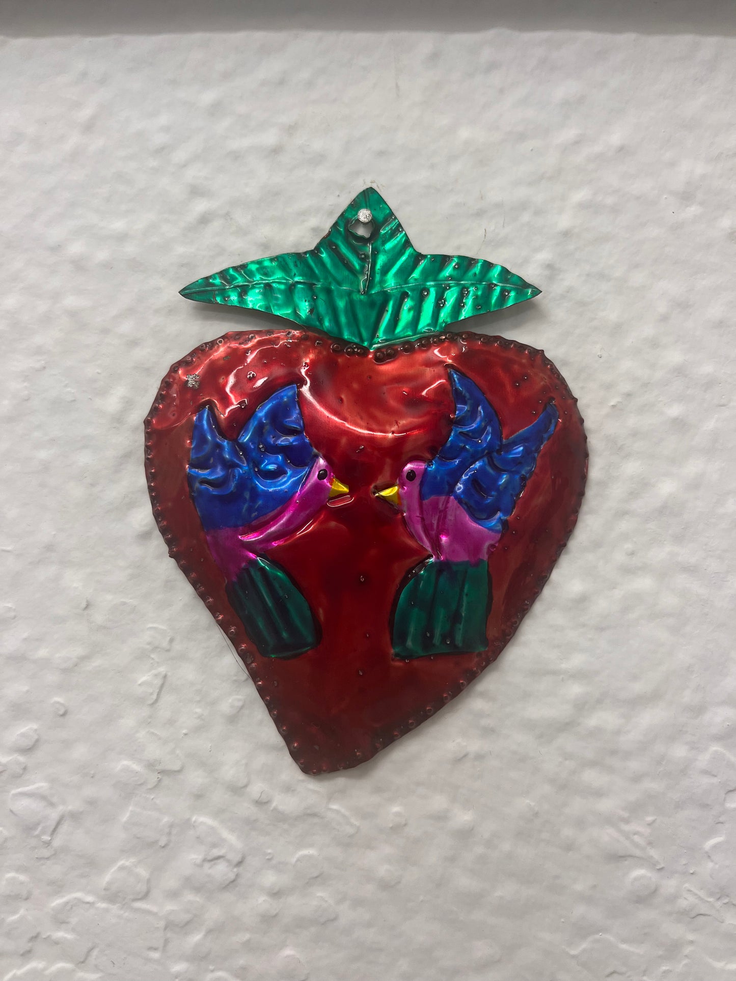 Oaxacan Handpainted Heart Tin Ornaments