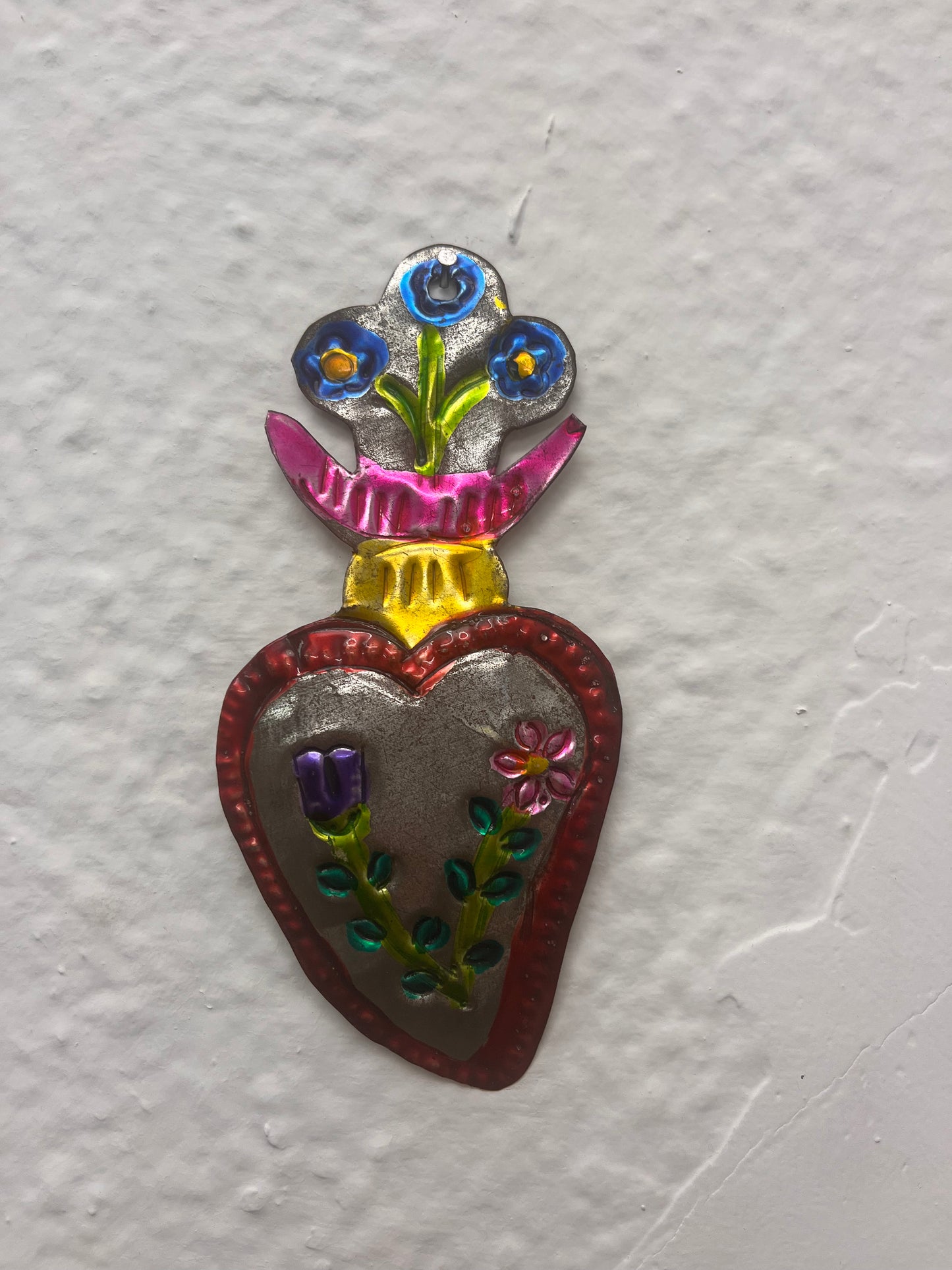 Oaxacan Handpainted Heart Tin Ornaments