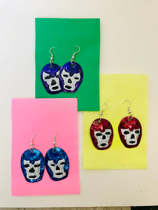 Tin Luchador Earrings