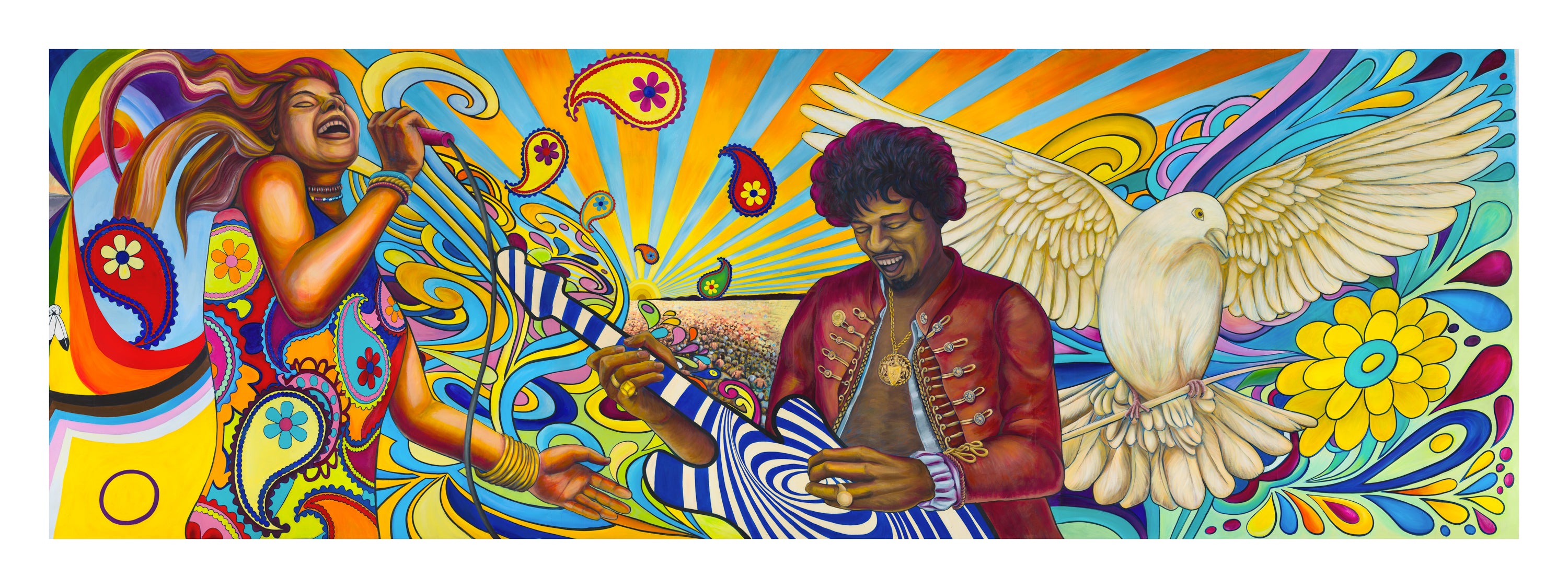 Woodstock,” detail from the 1960s section of the Great Wall of Los