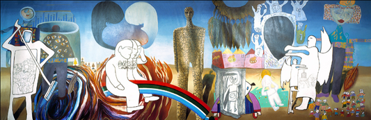 "Inheritance and Compromise," detail from The World Wall: A Vision for the Future Without Fear, 1990 - Ahmed Bweerat, Suliman Monsour, and Adi Yekutiele