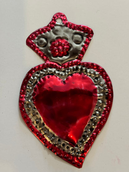 Oaxacan Handpainted Heart Tin Ornaments