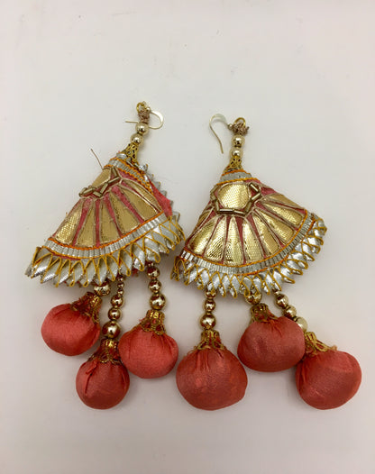 Gold & Pink Pom Pom Earrings - Tanya Melendez
