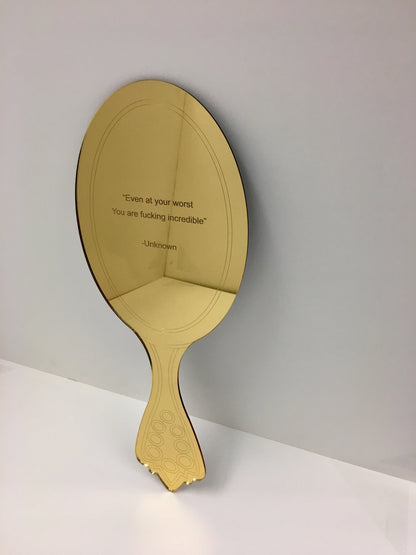 Golden Mirror with Inlayed Quote - Tanya Melendez