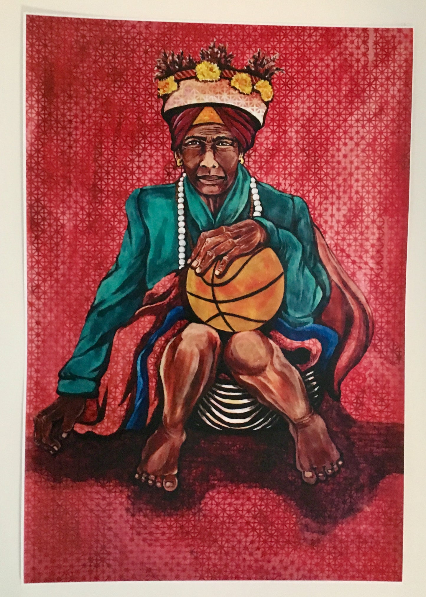 Woman with Basketball (Untitled) Fine Art Print by Cece Carpio